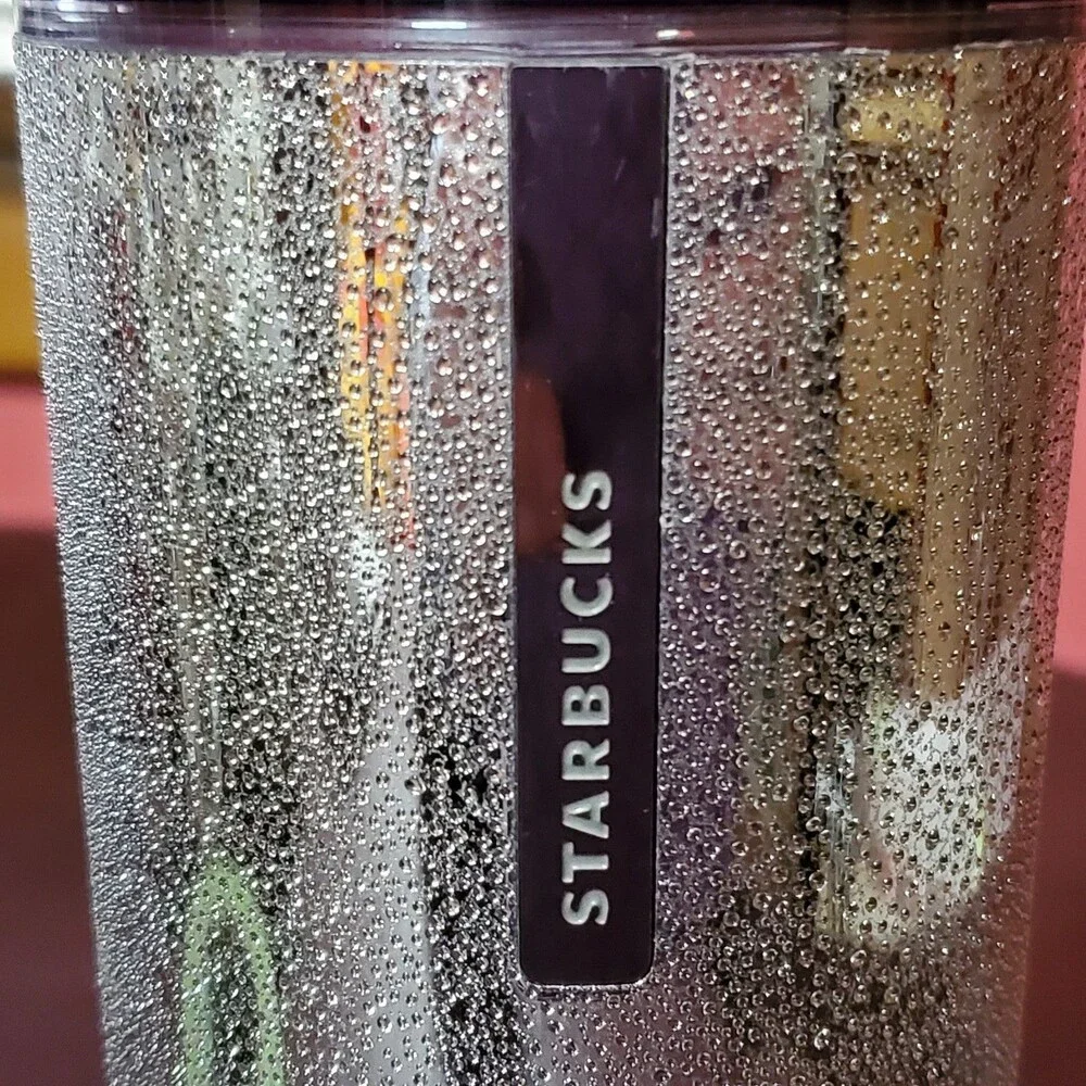16oz Starbucks Textured Silver Plastic Travel Tumbler